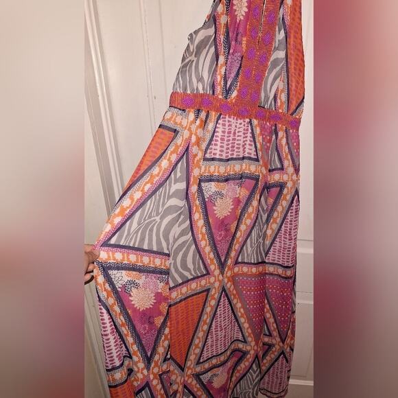 H&M Women's Size 12 Maxi Dress Beaded Festival Boho‎ Colorful Feminine Flowy - Picture 2 of 7